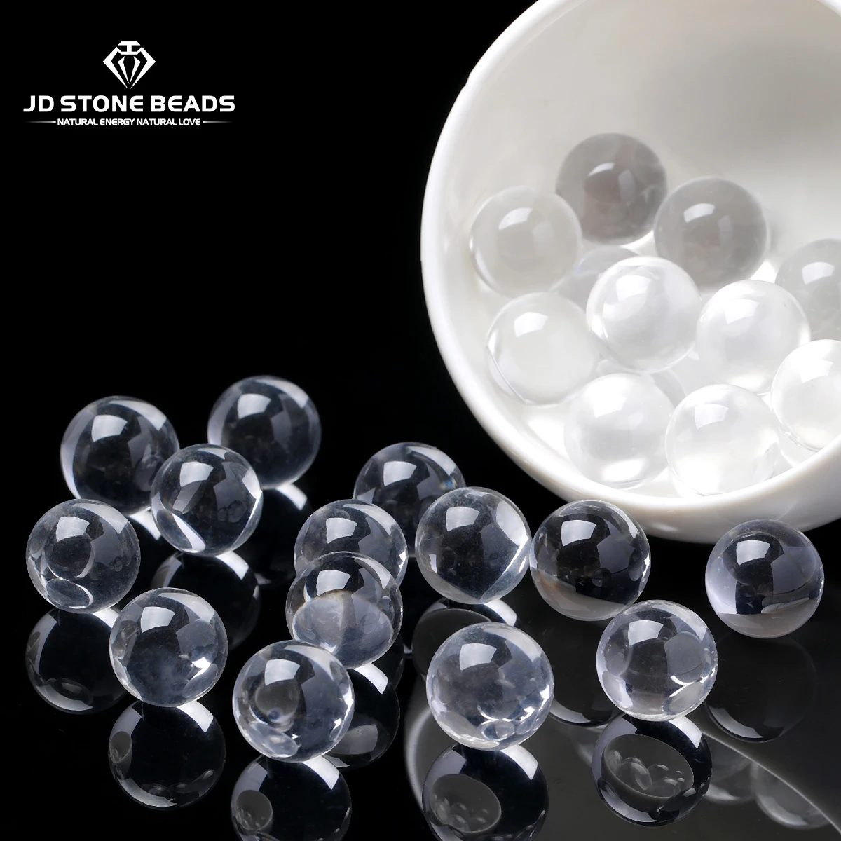 Natural Clear Quartz Bead 8-14mm Holeless White Crystal Sphere for DIY Jewelry Natural Stone Beads Decor Single Loose Stone