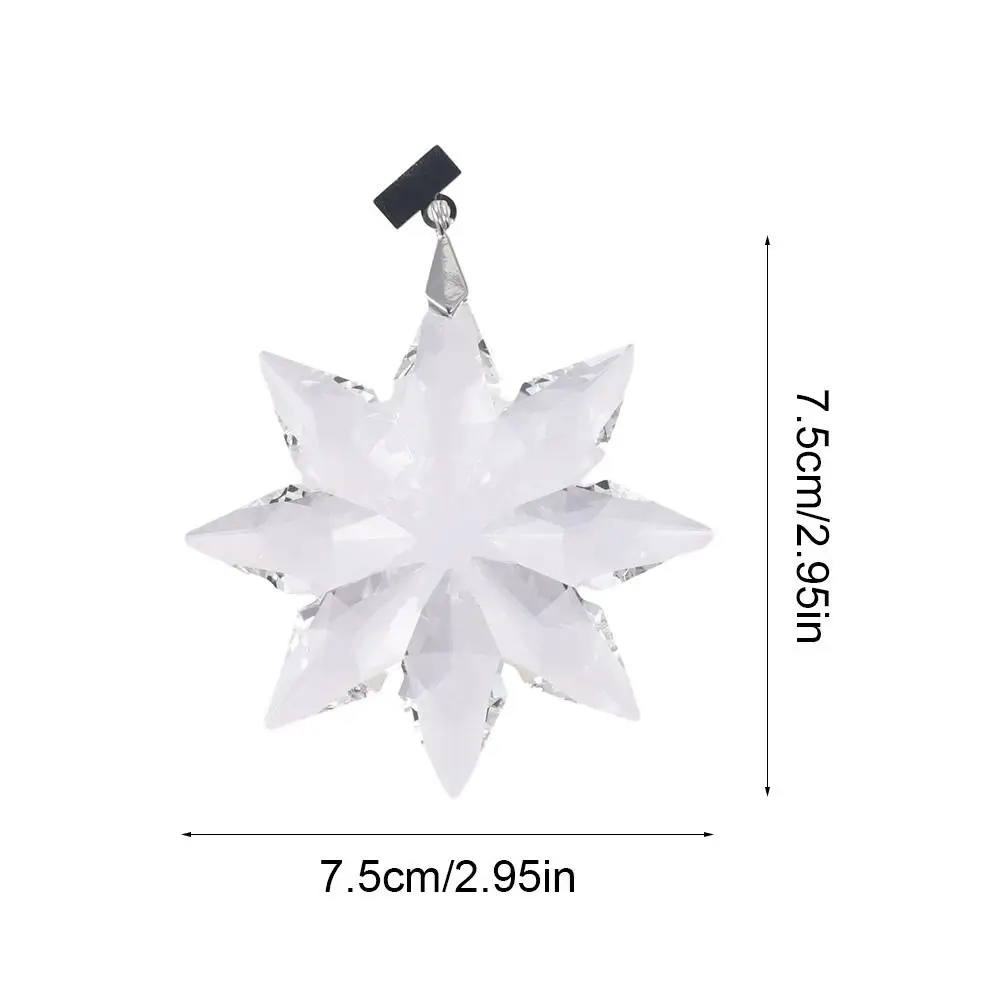 Clear 2024 Snowflake Crystal Car Hanging Crystal Snowflake Shape Bead Hanging Decorations 2.95in Shiny Snowflake Star Pendant