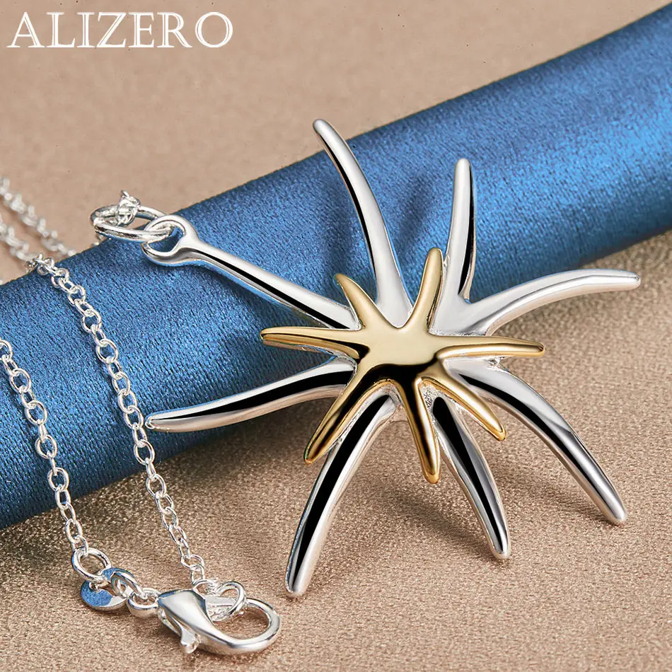 ALIZERO 925 Sterling Silver Big Starfish Pendant Necklace 16-30 inch Chain Wedding Party Gift Men Women Fashion Jewelry