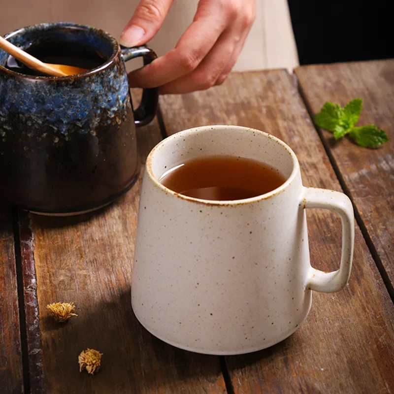 Japanese Ceramic Mug with Handle, Creative Stoneware, Coffee Cup, Retro Nordic Cup, New Chinese