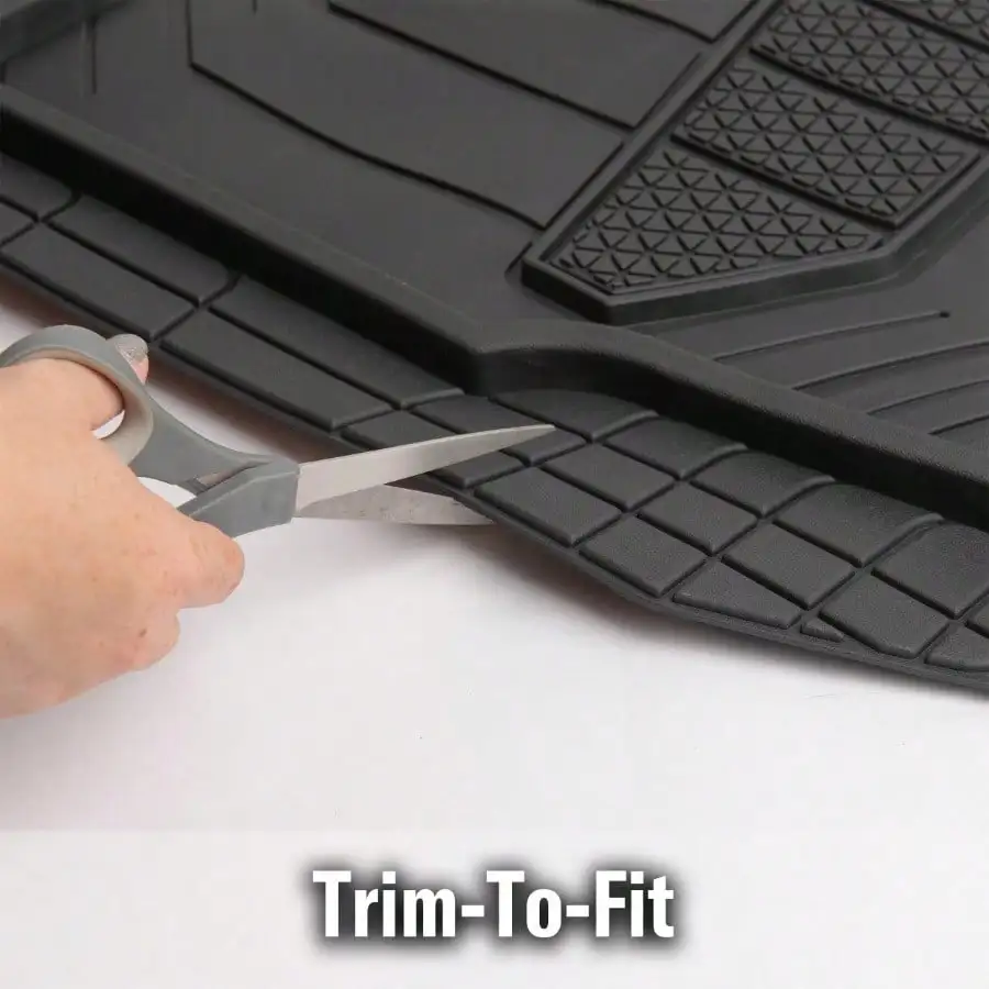 طقم سجادات أرضية مطاطية للسيارة بالكامل مكون من 5 قطع باللون الأسود