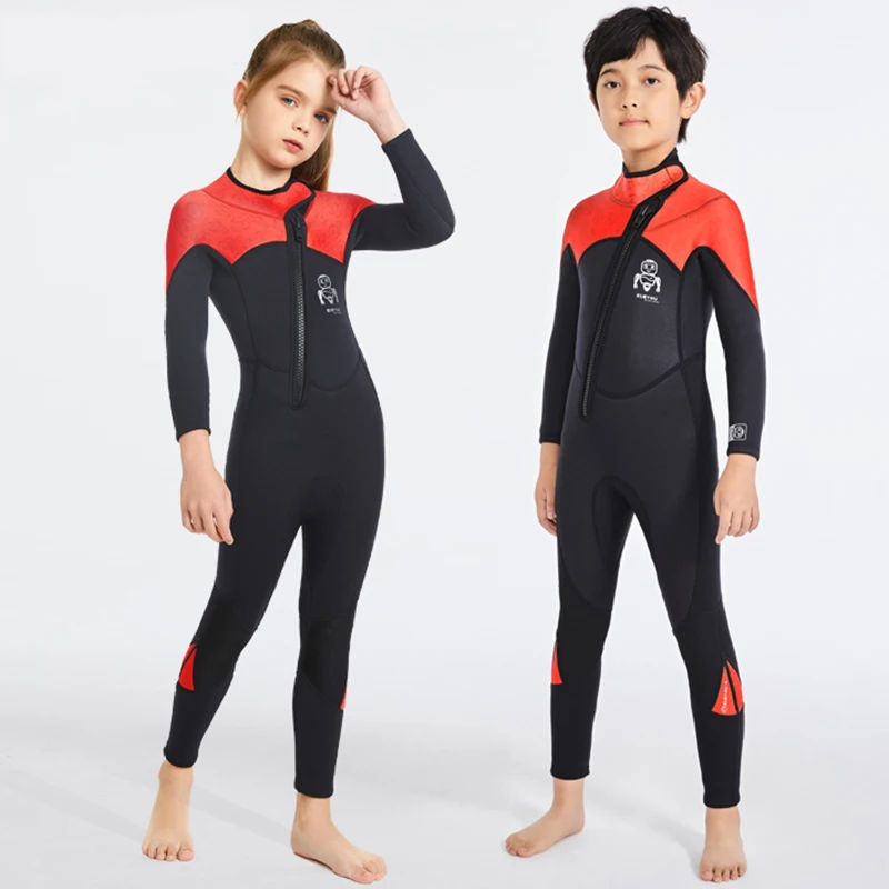 

Girls Thick Swimsuit Boys Neoprene Surf Wetsuit 2.5mm Underwater Free Diving Suit Jellyfish Scuba Swimwear Children Bathing Set