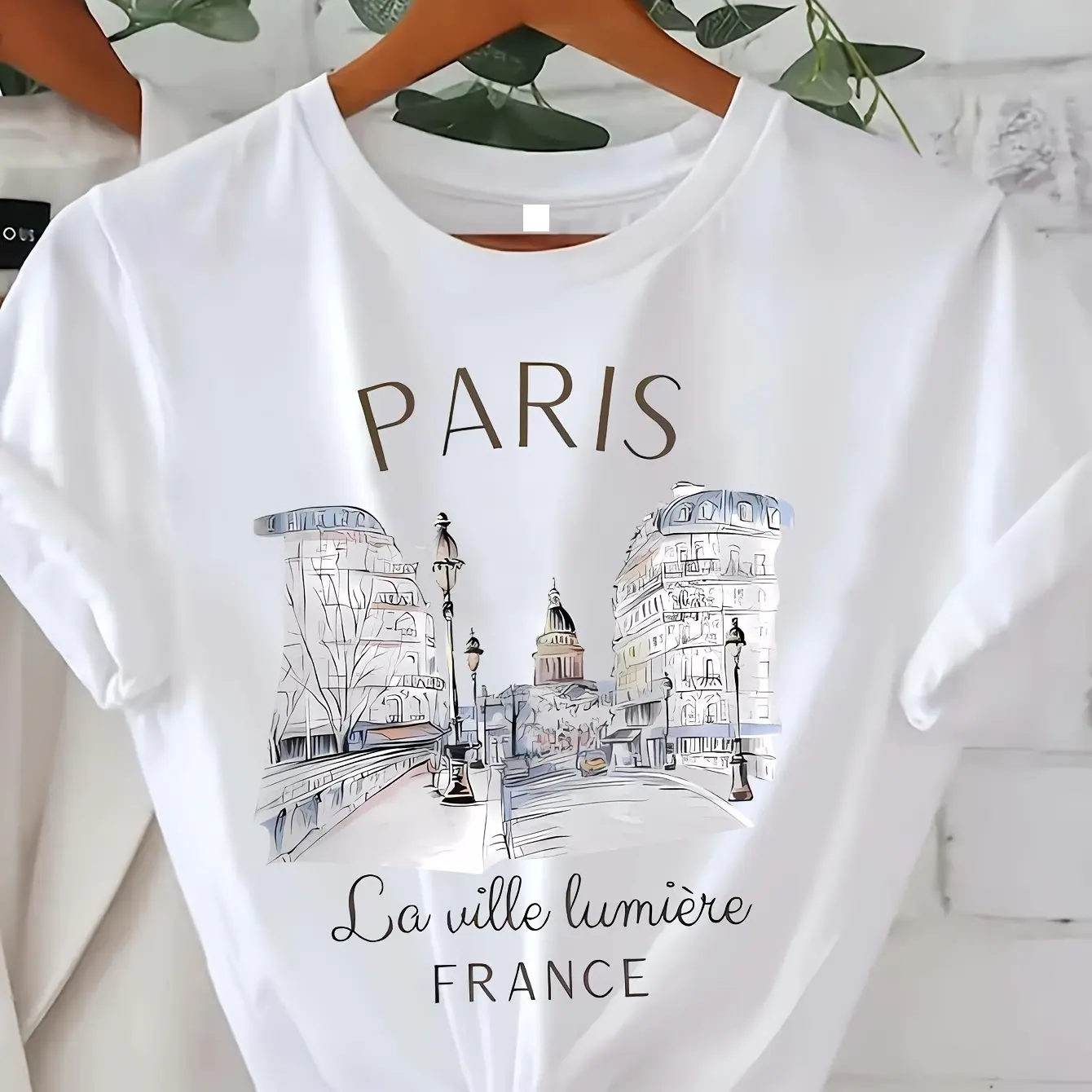 Paris Women 3d Print T-shirt Girl Short Sleeve Crew Neck Casual Top for Summer &  Spring,Women's Clothing