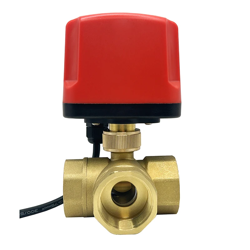 DN15-DN50 3 Way IP65 Waterproof Motorized Ball Valve 3-Wire 2-Control Brass Electric Actuators 220V 12V 24V