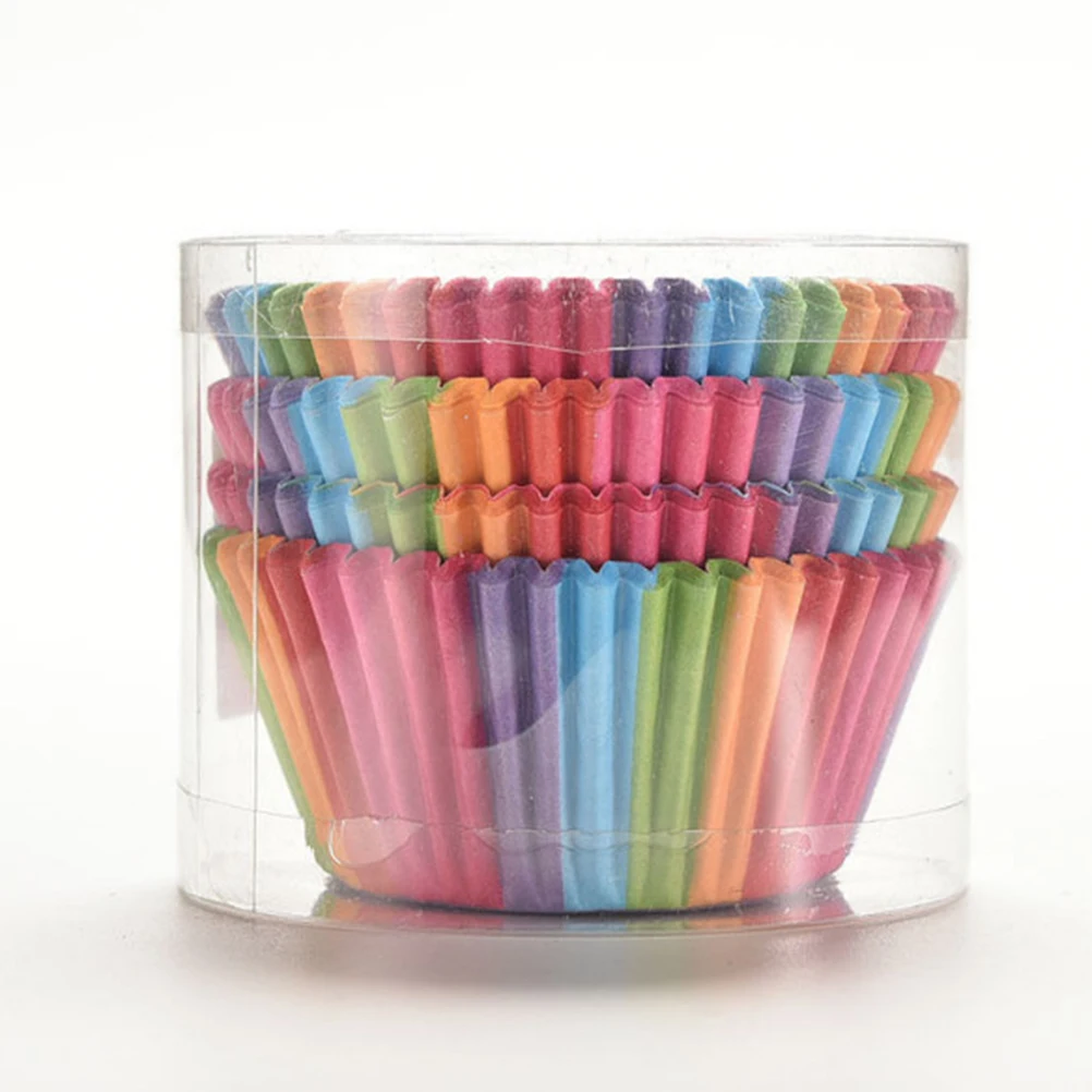 

100 Pcs Rainbow Cake Cup Coloful Cupcake Silicone Baking Molds Muffin Cups Liners Arc