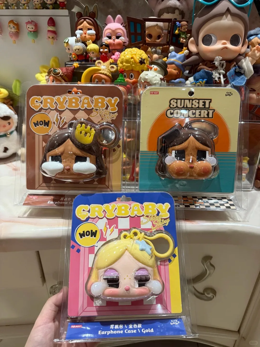 POP MART Crybaby Shiny Shiny Series Blindbox Crybaby Anhänger/Plüsch Schwarz/Rosa Puppe Niedliche Kopfhörerhülle Handykarte Überraschungsgeschenk