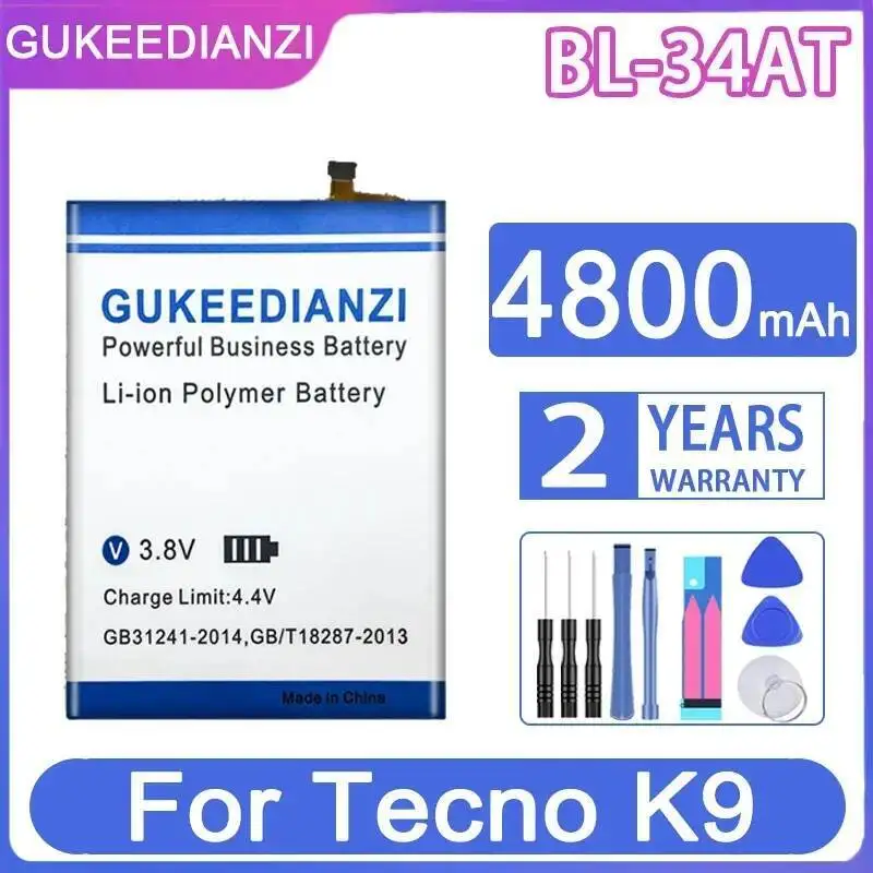 4800Mah Long Lasting BL-34AT For Tecno K9 Plus Mobile Phone Battery Reliable Replacement