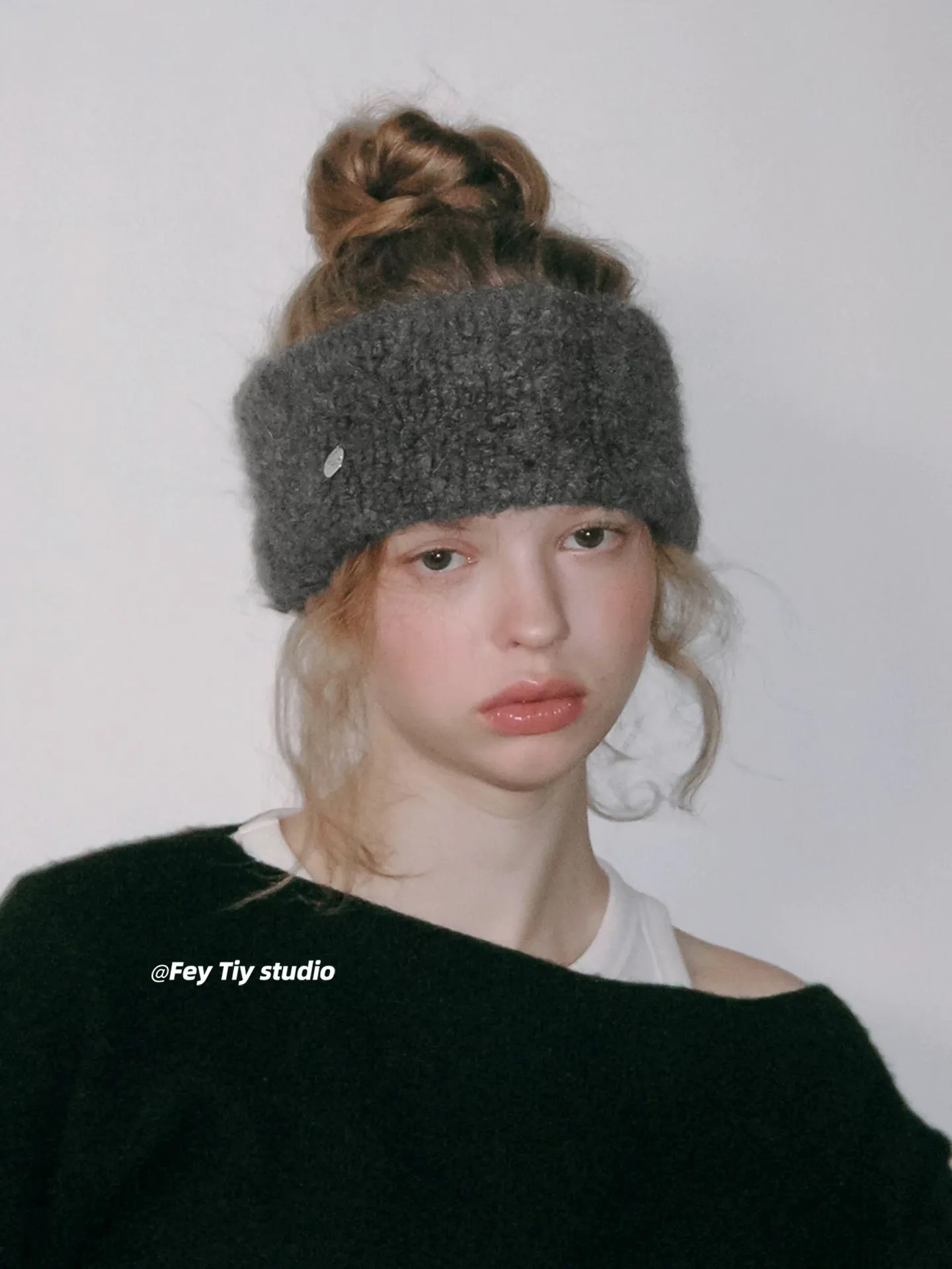 Korean Ins Style Faux Rabbit Fur Headband for Women Simple Plush Small Gold Label Windproof Ear Warmer Fluffy Rabbit Headband