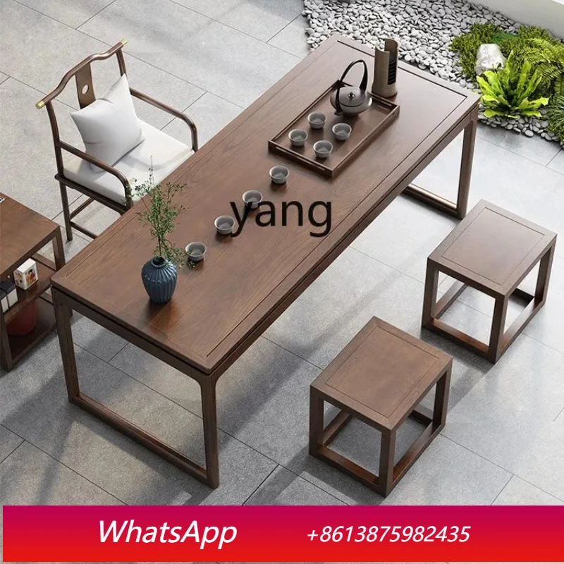 

LMM new Chinese balcony tea table and chair combination solid wood tea table modern simple small apartment