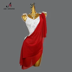 Falda de fiesta de competición de baile latino para mujer adulta, vestido de fiesta Sexy, ropa de salón, práctica femenina de Samba personalizada, color rojo, 2024