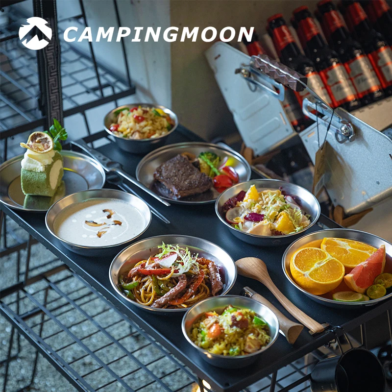 

Cam Moon Blaened Stainl Steel Di Set 48pcs Portable Picnic Dinnerware Set Cam Picnic Fruit Plate Outdoor Gear
