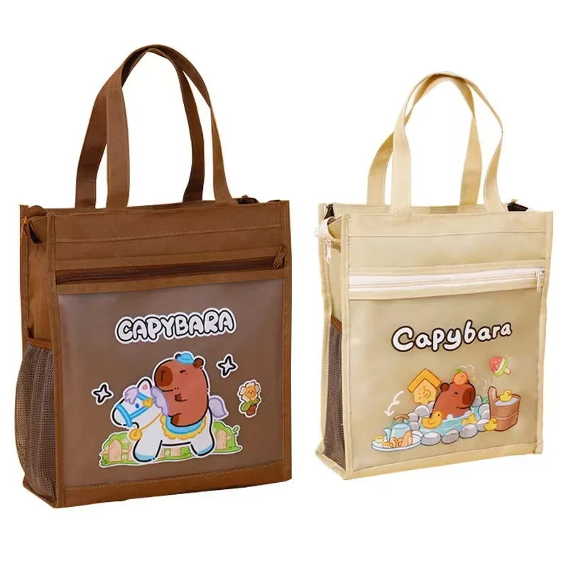 Cartoon Capybara Tier Tragbare Datei Handtasche Große Kapazität Student Buch Test Papier Schreibwaren Tutorial Lagerung Geburtstag Geschenk