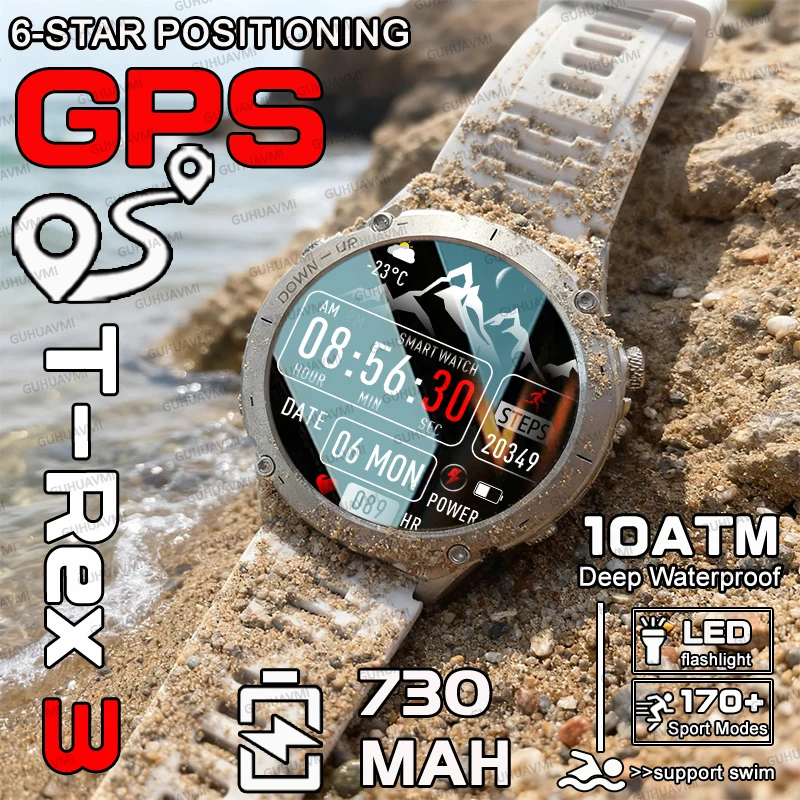 

2025 TANK Новые уличные военные GPS Смарт-часы 10 АТМ Водонепроницаемые 730 мАч Высокая батарея Компас Светодиодный фонарик HD Вызов Спортивные часы