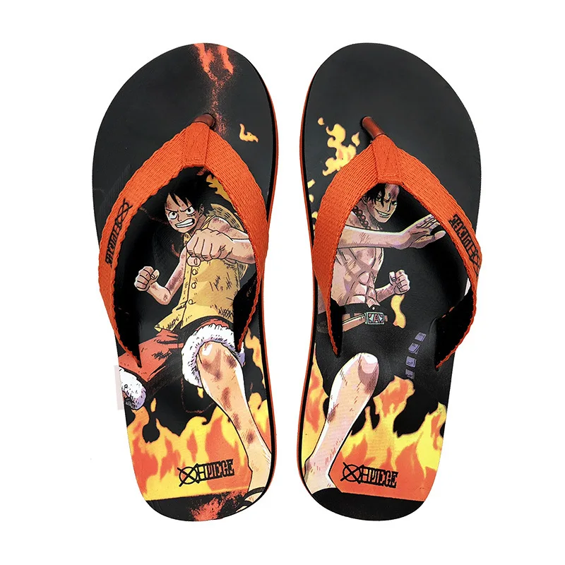 One Piece Anime Flip Flops Luffy Pirate King Color Block Casual Fashion Slippers Korean Version Beach Minimalist Sandals Gifts