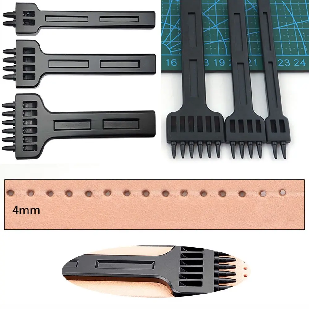 Carving Work DIY Spacing Prong Punching Pricking Tool Round Stitching Punch Sewing Stitching Punch Leather Craft Alloy