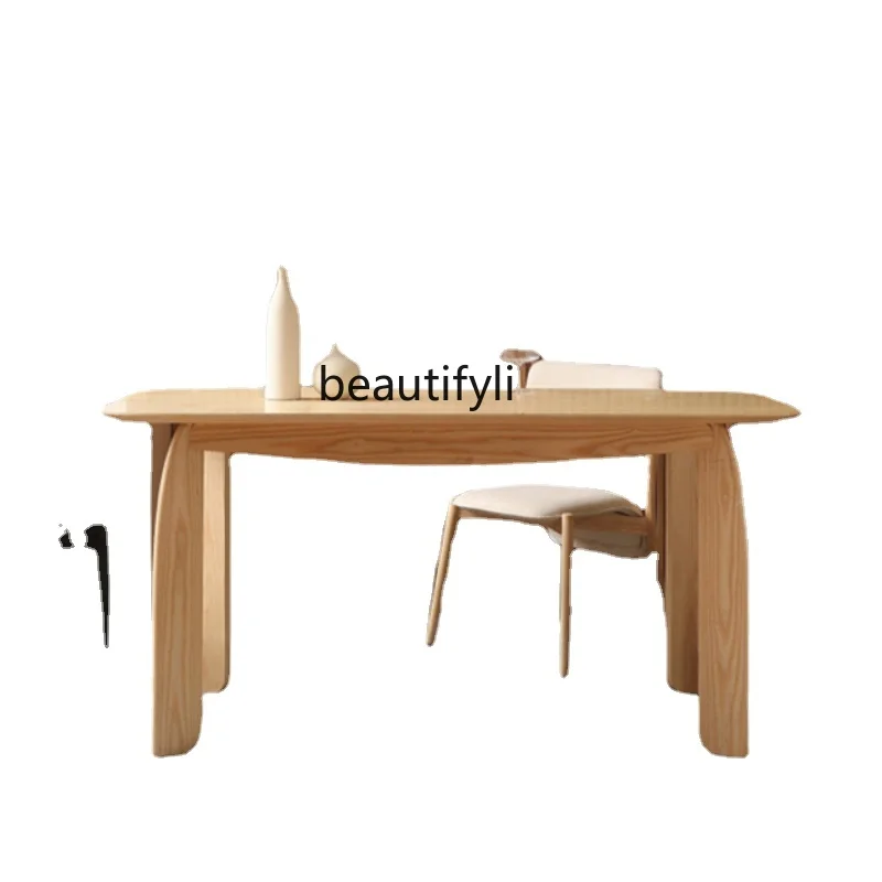 

Nordic Simple Household Dining Table Log Desk Quiet Style Dining Table Modern Conference Table Workbench Long Table