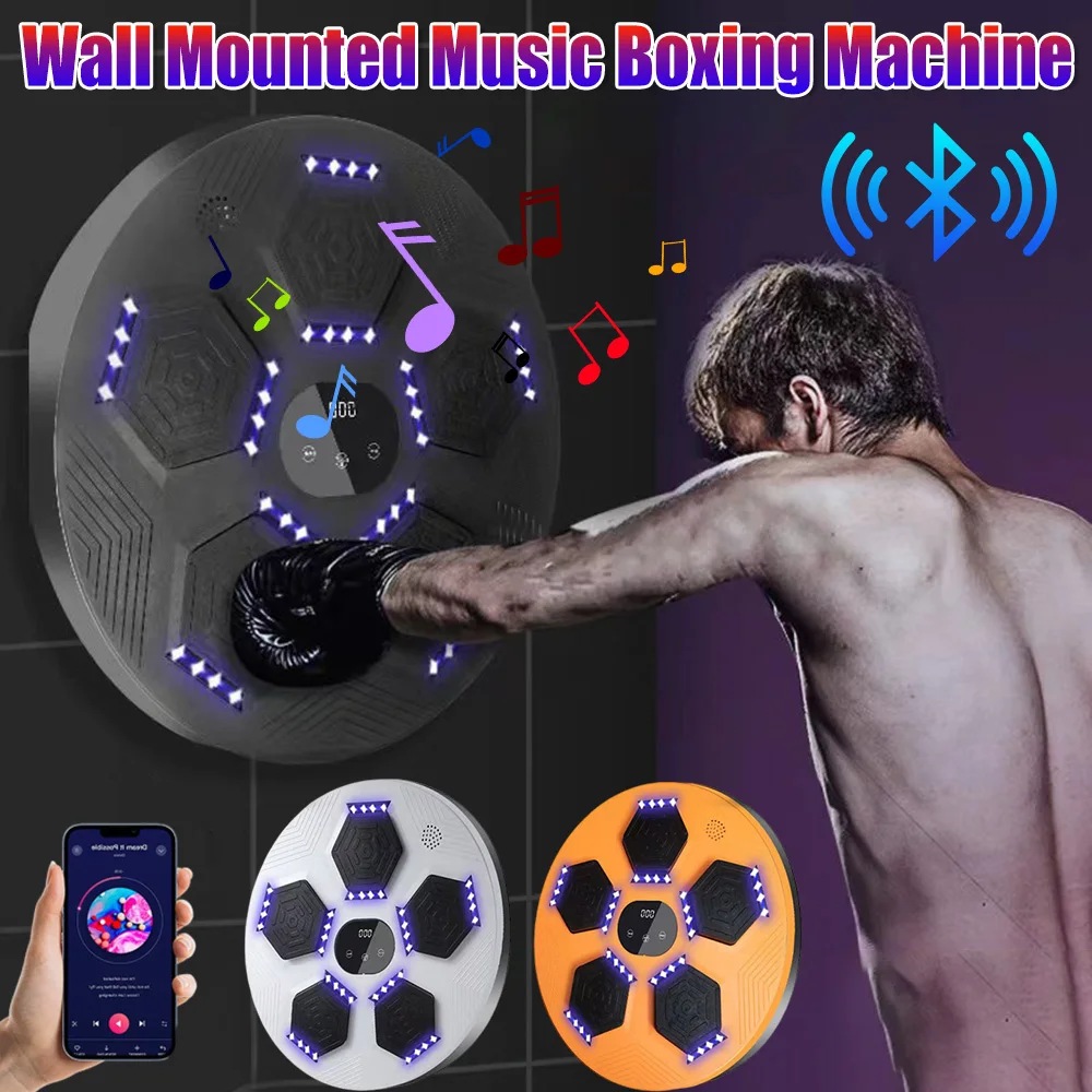 Máquina de boxe de música led máquina de boxe de música eletrônica bluetooth montado na parede treinador de boxe de música equipamentos de perfuração de alvo