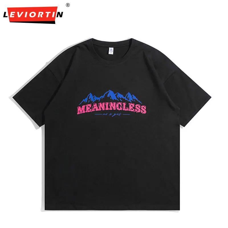 

American fashion brand short-sleeved T-shirt Men's mountain outdoor loose large drop shoulder half sleeve couple bottom shirt