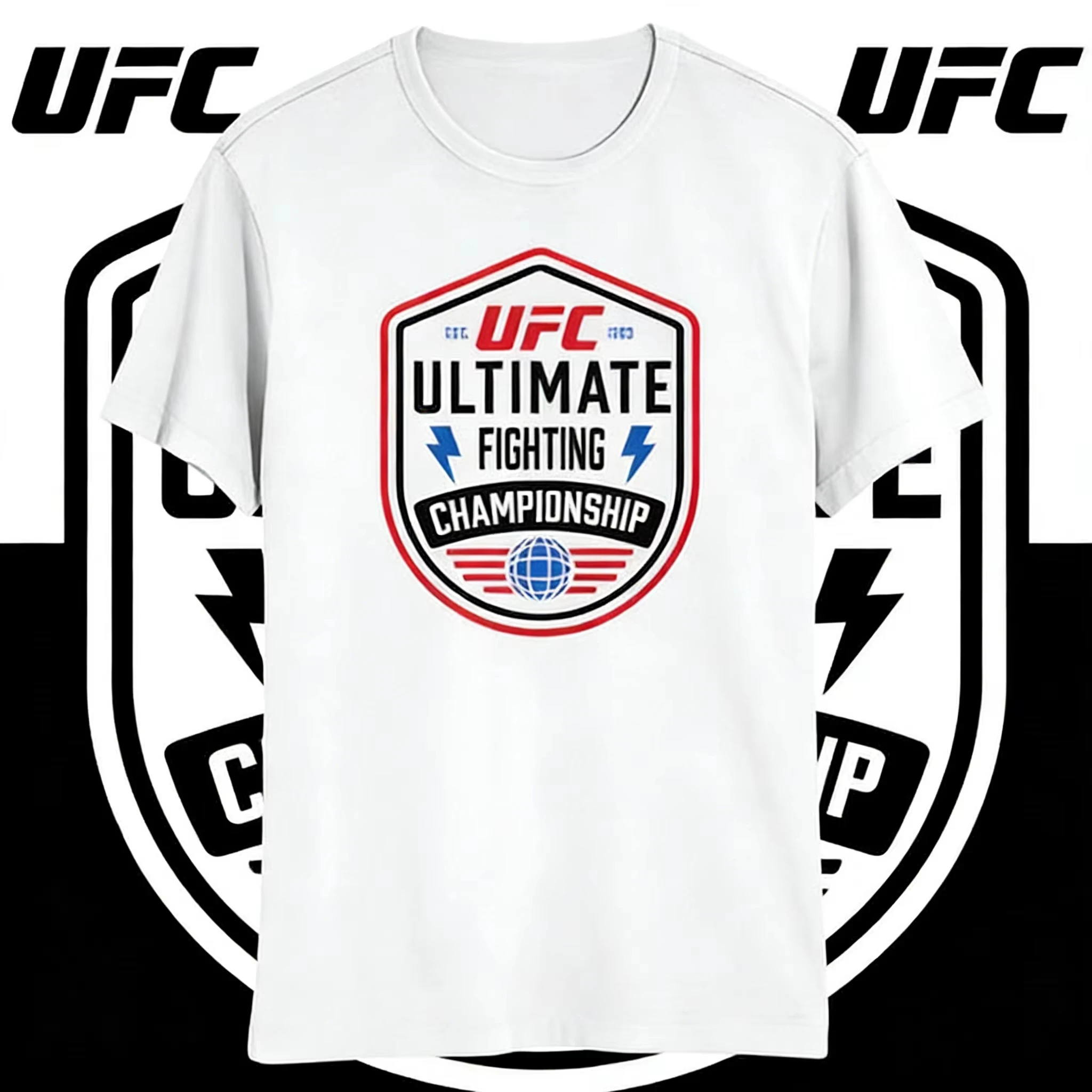 

The UFC Brand Logo Theme White Short-sleeved 2026 Summer Pure Cotton Printed T-shirt Is Suitable for Both Men and Women