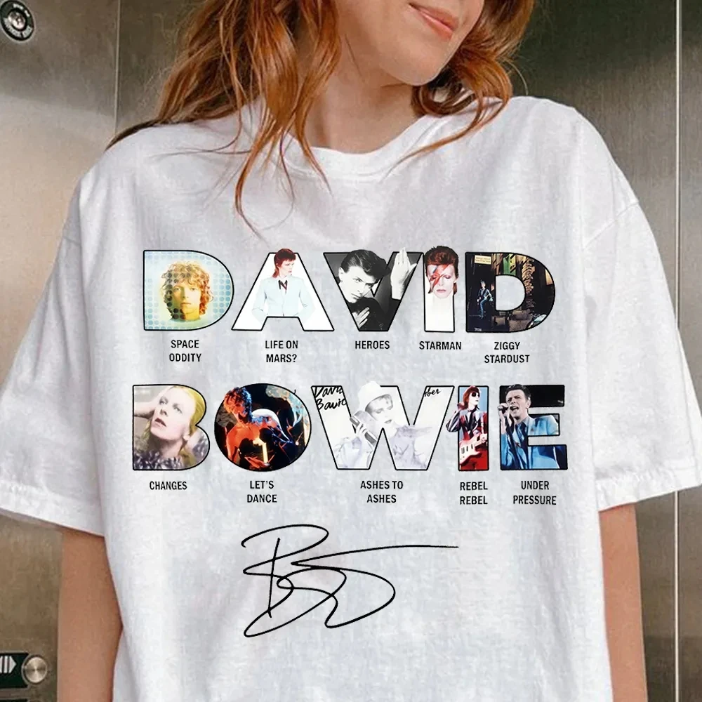 David Bowie Eras Typography Signed Merch 2026 New T shirt 100%Cotton Unisex Men‘s Women's T-Shirts Y2k Fans Vintage Casual Tee