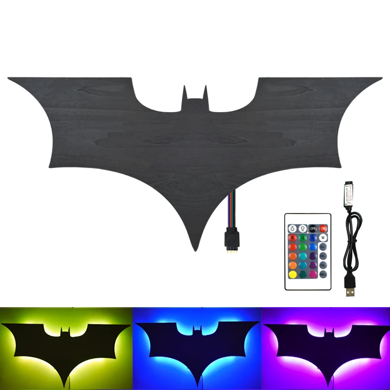 

Creative 3D Bat Wall Lamp RGB Bedside Decorative LED Mirror Light with Remote Control for Bedroom Living Room Porch Passage