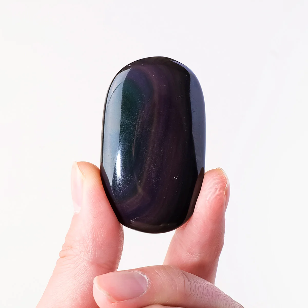 1PC Colorful Tiger Eye Crystal Pocket Stone, Natural Polished Tiger Eye Palm Worry Stone, Spiritual Healing Chakra Balancing