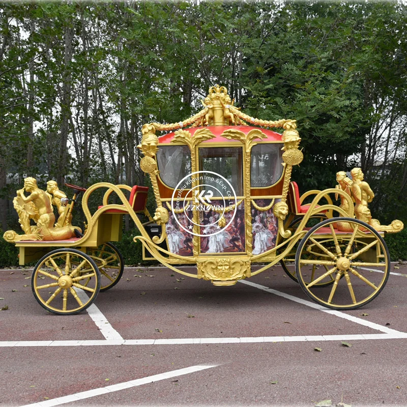Vintage Customizable Royal Carriage Traditional Horse Drawn Elegant Structure Classic Craft Royal Carriage For Parade Display