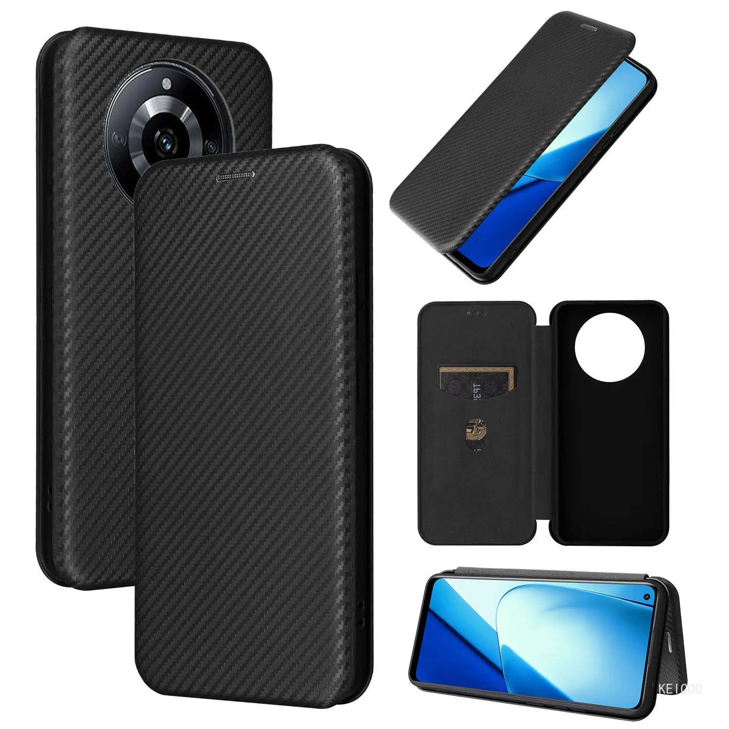 Carbon Fibre Non-slip Flip Cover Case For Oppo Realme 11 6 8 9 Realme11 6 8 9 Pro Plus 5G RMX3740 Leather Case Anti-fall Etui