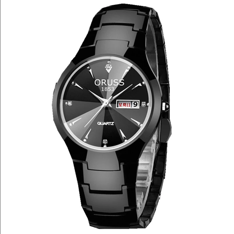 ORUSS популярные брендовые мужские часы высокого качества из нержавеющей стали 30 м водонепроницаемые светящиеся указатели недели календарь мужские оригинальные кварцевые часы