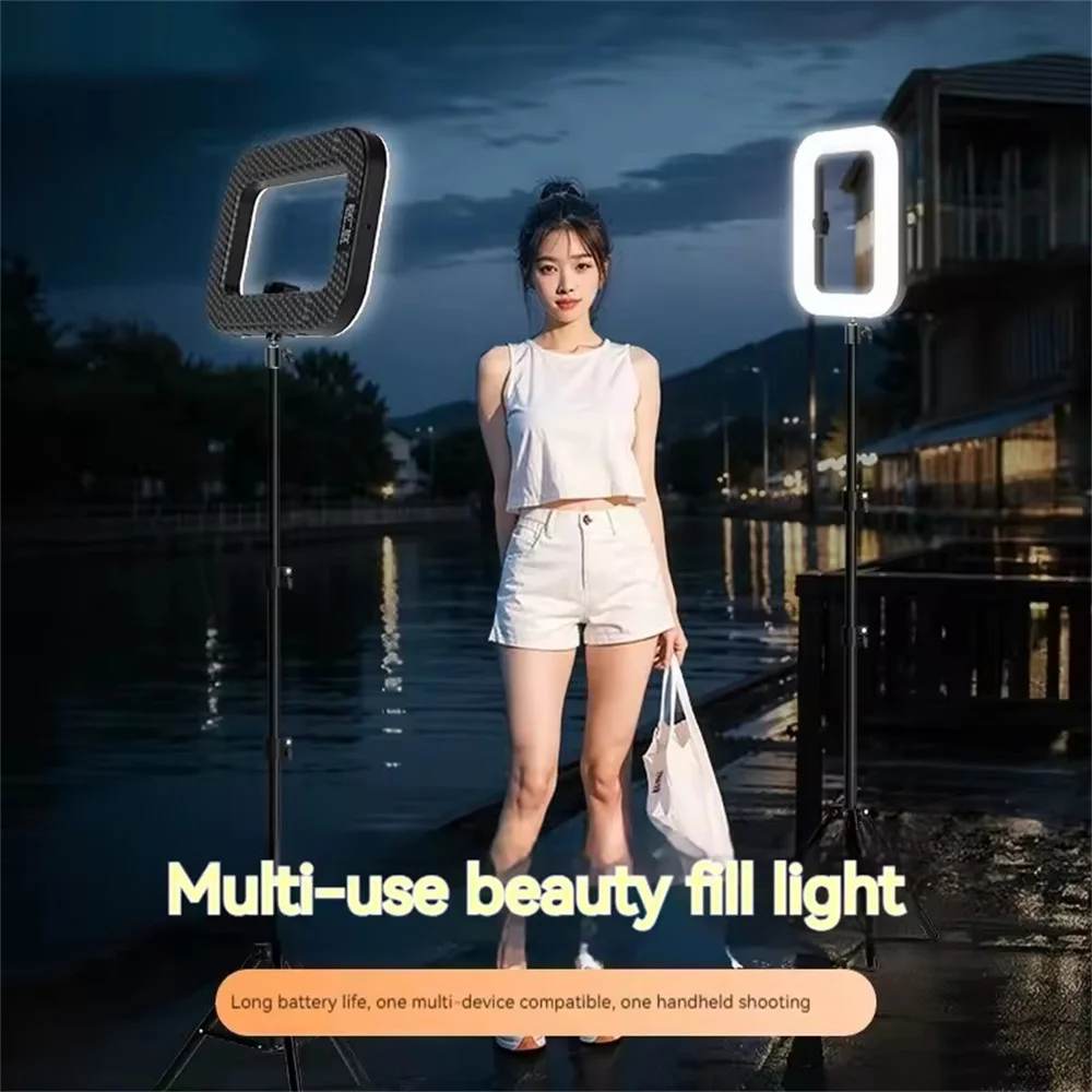 Nueva Luz LED de Anillo Recargable Portátil para Transmisiones en Vivo, Selfies y Fotografía con Teléfonos Móviles, con Soporte Tipo Jaula de Conejo