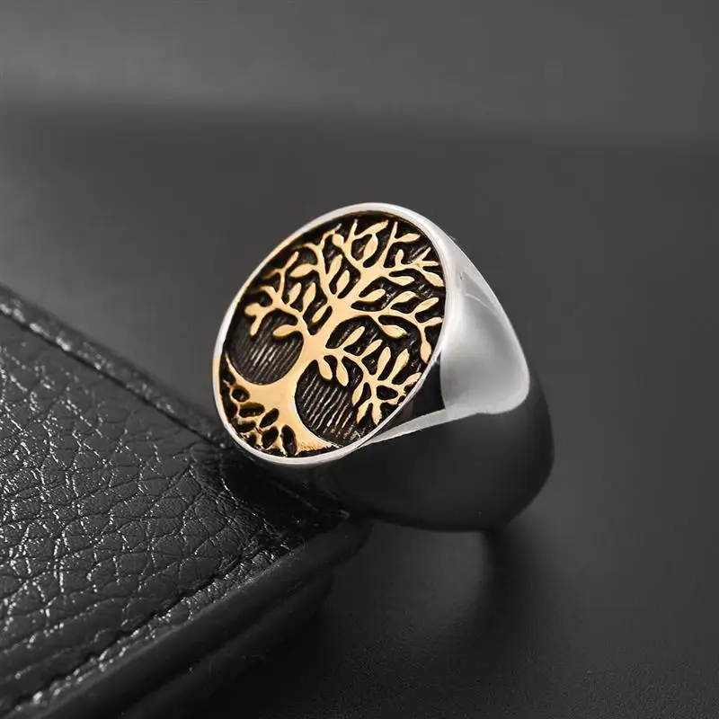 

Jiayiqi Men Stainless Steel Rings Tree Of Life Pattern Women Men Wedding Ring Punk Hip Hop Jewelry Gift Wholesale