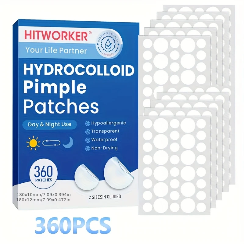 360 قطعة من رقع حب الشباب الغروانية المائية، لطيفة وغير مهيجة، خالية من الكحول وخالية من العطور، سهلة الحمل أثناء السفر.