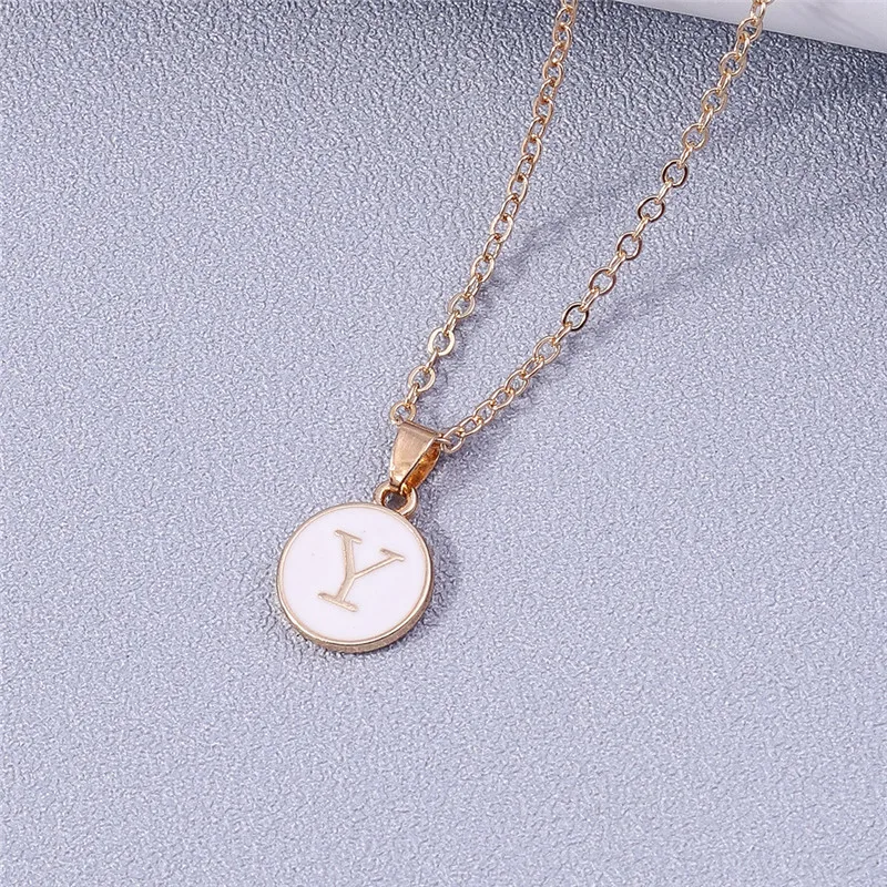 Aihua Minimalistische Initiale Emaille Weiß Schwarz A-Z Buchstaben Halskette für Frauen Alphabet Anhänger Schmuck Geburtstag Geschenke Großhandel – Detail 35