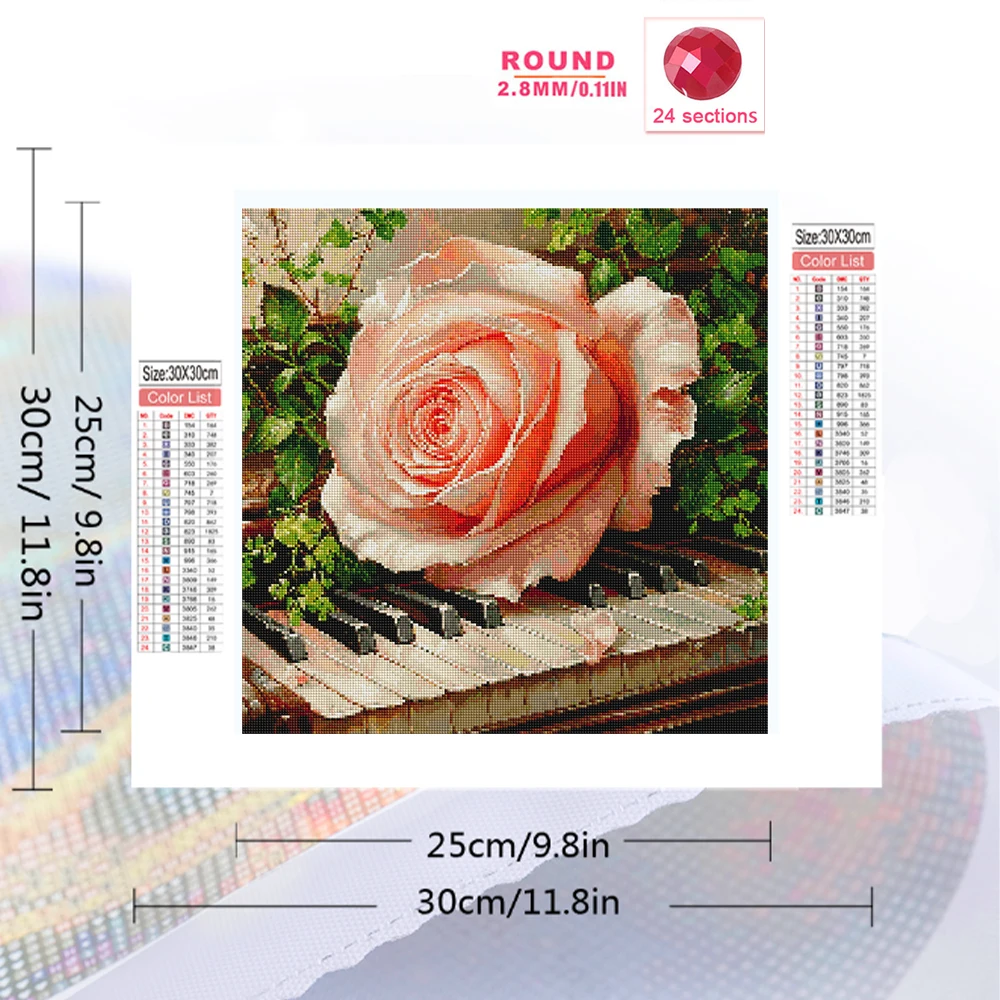 Momoart Diamond Mosaic Rose Flower Full Square Painting Piano Picture Of Rhinestones Embroidery DIY New Arrival Wall Decor