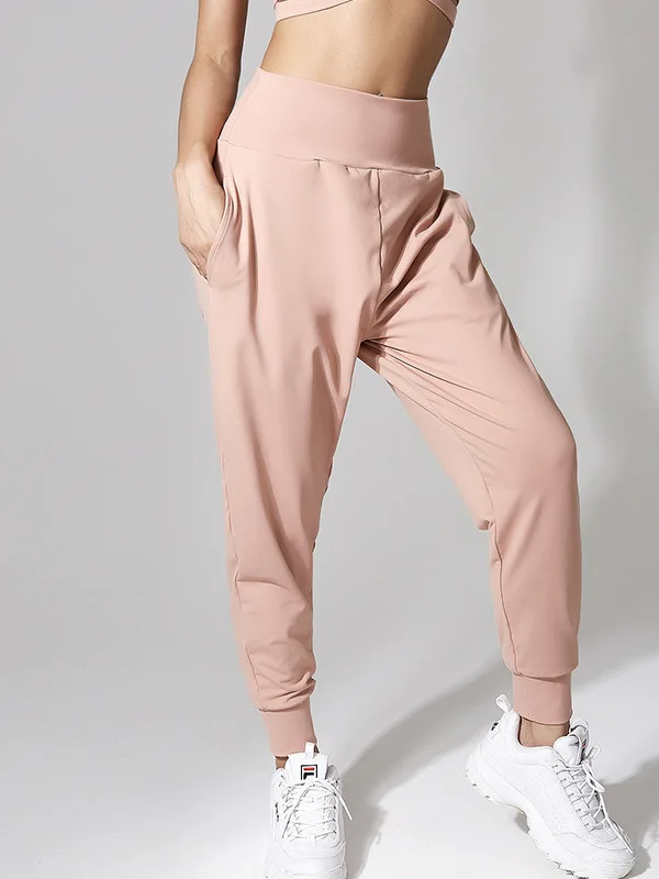 

Женские свободные брюки-карго для спортзала с карманами, повседневные длинные брюки для бега в уличном стиле, из полиэстера, с завышенной талией