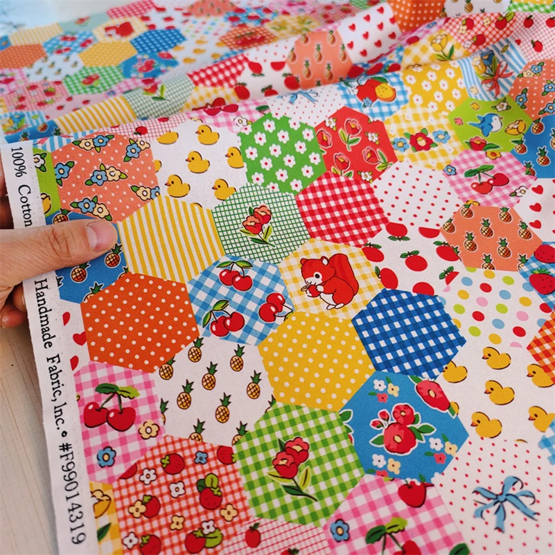 Pure Cotton Patchwork Cartoon Small Flower Digital Printing for Sewing DIY Handmade by Half Meter