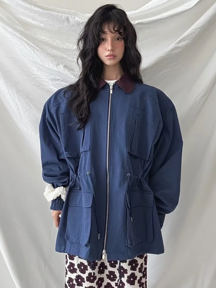 

Retro Chic Loose Women's Jaet with Bubble Sves And Collar for Autumn Faion Workwear Sle Top by Unknown Brand