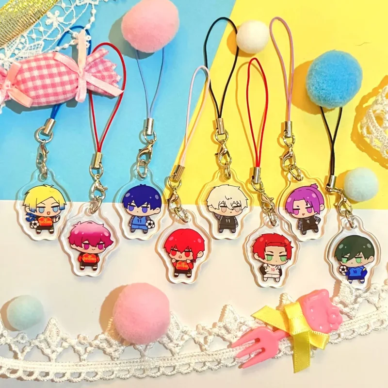 Blue Lock Mini Cute Character Design Gummy Acrylic Keychain Phone Charm Collectible Pendants for Keychains And Luggage