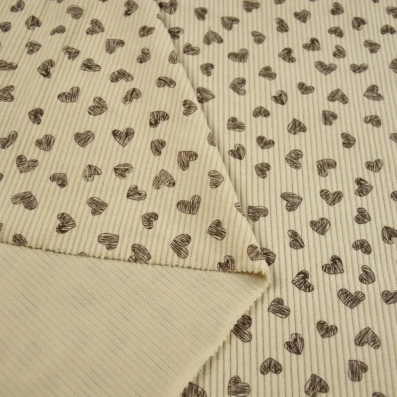 145x50cm Soft Elastic Thick Corduroy Fabric Graffiti Heart Winter Children's Clothing Handmade Jacket Shoes Bag Sewing Cloth