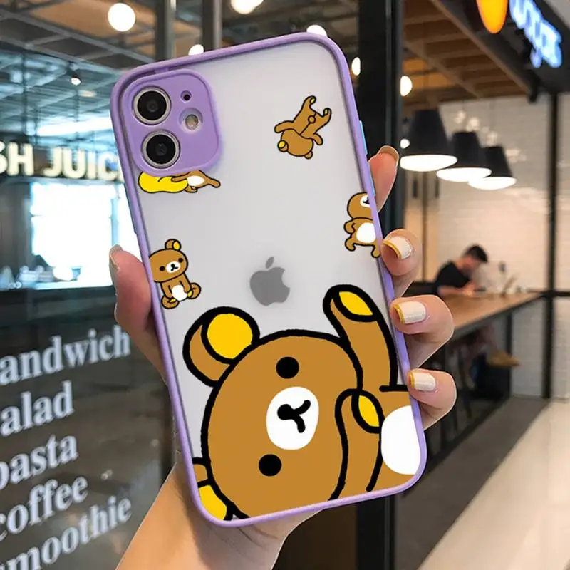 Rilakkuma Phone Case for iPhone X XR XS 7 8 Plus 11 12 13 pro MAX 13mini Translucent Matte Case