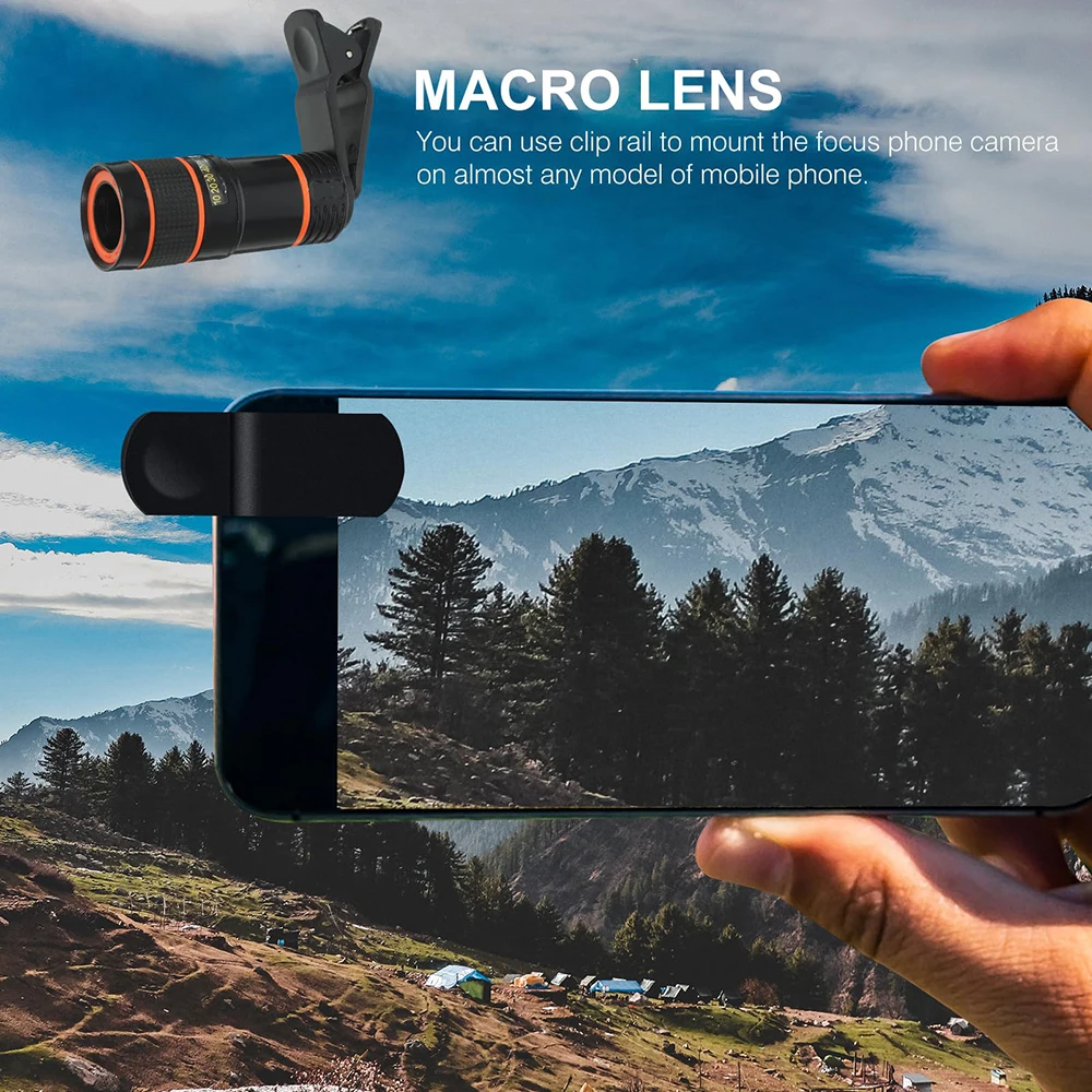 Universal 8X 12X Cell Phone Clip Lens for Xiaomi 14 iPhone 15 Samsung Oneplus Zoom Telescope Wide Angle Fish Eye Macro Lens