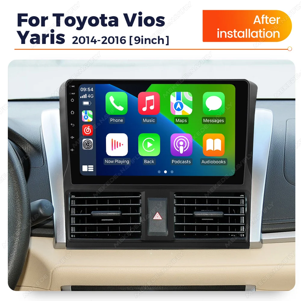 

MEKEDE Android OS автомобильный радиоприемник видео мультимедийный плеер для TOYOTA VIOS YARIS 2013 - 2016 беспроводной CarPlay GPS навигация WiFi BT5.0