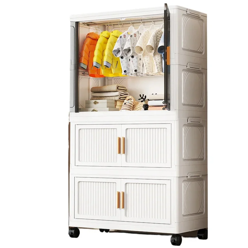 

European foldable plastic clothes storage cabinet functional square folding bedroom combination wardrobe