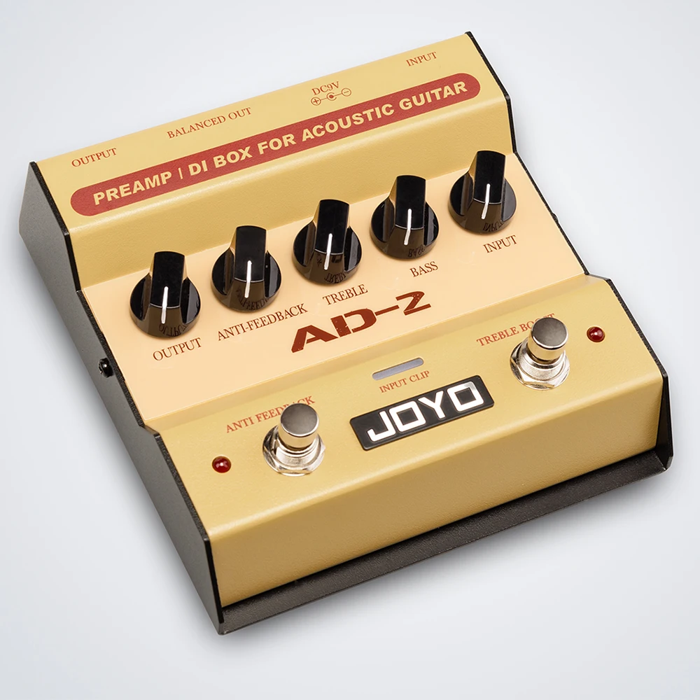 JOYO AD-2 Pedal de efeito de guitarra acústica embutido Dual Band EQ de alta sensibilidade DI Box Effect Pedal de guitarra acústica