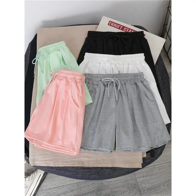 

Женские спортивные цветные летние тонкие верхние брюки, свободные повседневные прямые брюки с высокой талией, домашние горячие orts