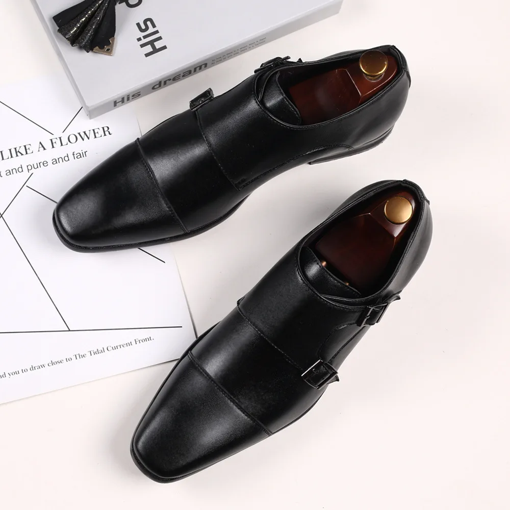 Classic Monk Shoes for Men Luxury Brand Design Wedding Shoes for Male Plus Size Men Business Office Leather Shoes for Men