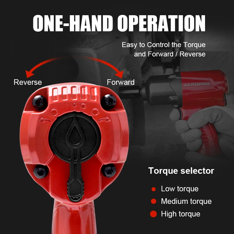 AEROPRO A398 1/2’’ Air Impact Wrench High Torque Pneumatic Spanner Tool With 1100 N.m Car Auto Tire Repair For Tire disassembly