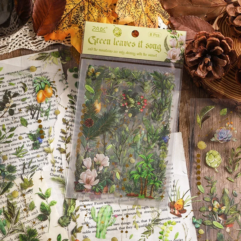 1pack Transparent Flowers Plants PET Decorative Stickers Diary Scrapbooking Material Deco Album Stationery Stickers