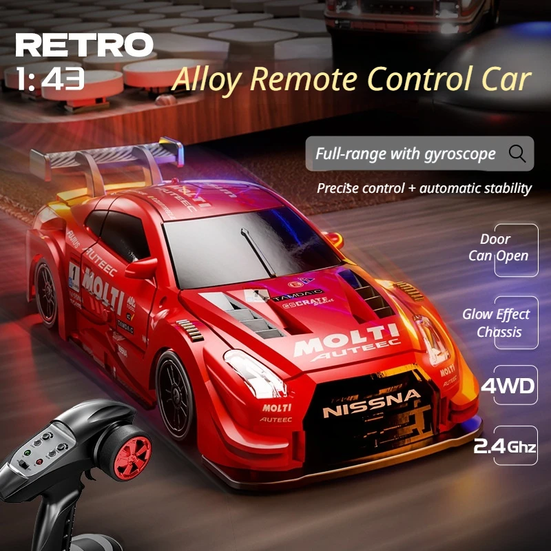 New Product In Stock 1/43 Alloy Drift Car 2.4g Four-Wheel Drive Drift Car Desktop Series Fully Proportional Including Gyroscope