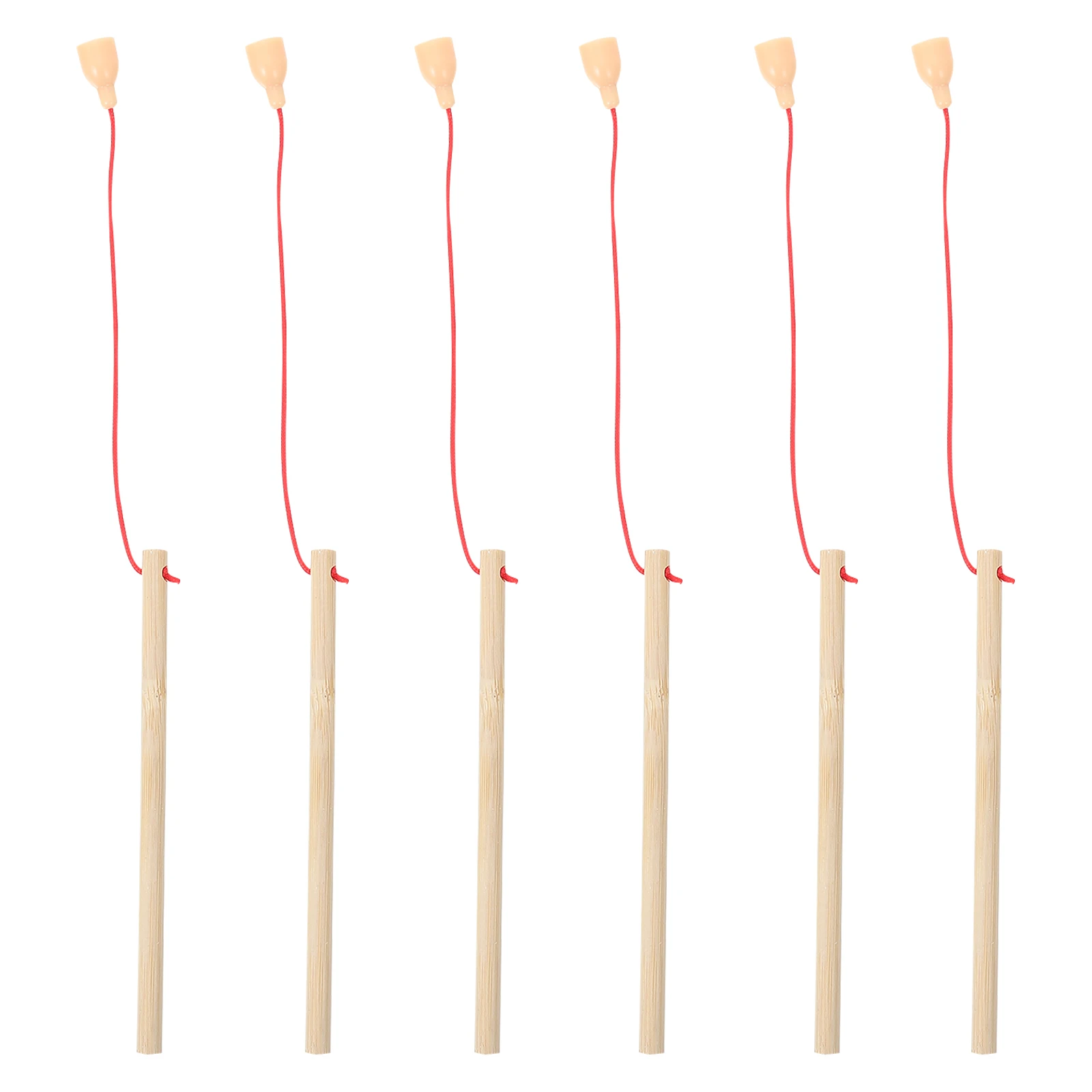 

6 Pcs Wooden Fishing Rod Toys Lightweight Kids Educational Catching Game Plaything Portable Safe Smooth Surface